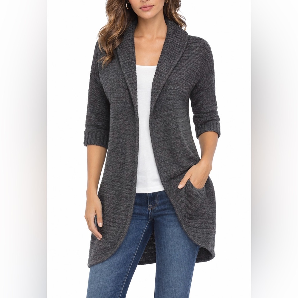 Urban Heritage Charcoal Women's Ribbed Cardigan